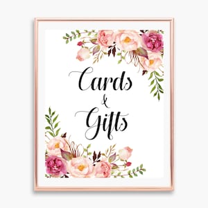 Pink Blumen Geschenke Tischschild Druckkarten & Geschenke Schild Boho Brautparty Babypartydekoration NICHT bearbeitbar A54 B54 C24