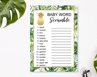 baby word scramble game tropical baby shower game hawaiian etsy canada