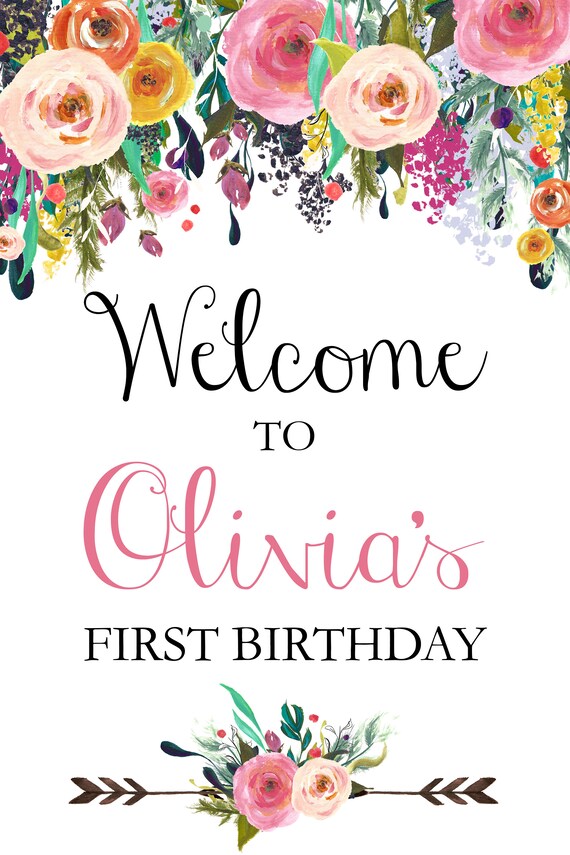 Buy Girl 1st Birthday Welcome Sign Welcome Poster Wildflowers Boho Online  in India - Etsy