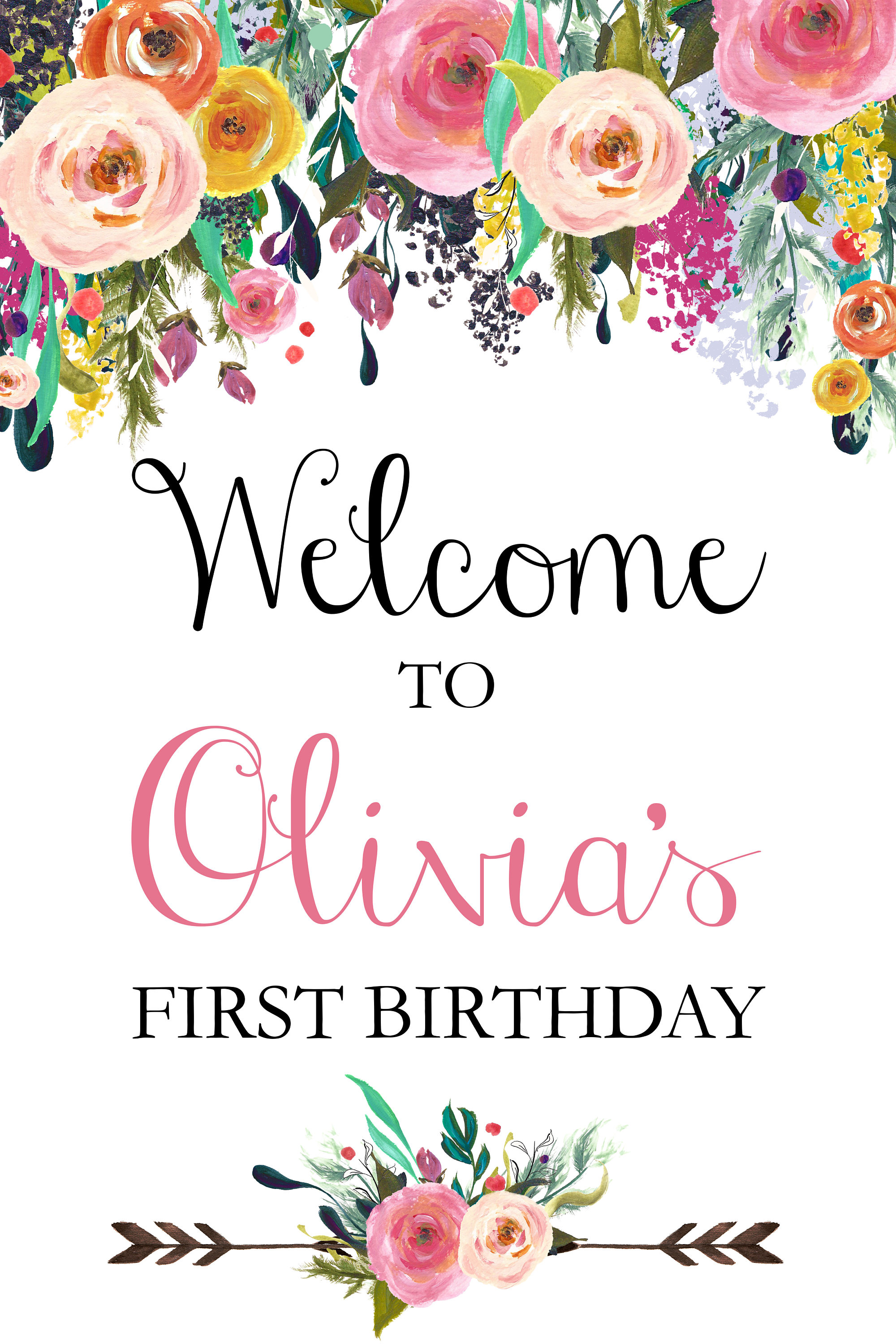 Custom Picture First Birthday Party Welcome Sign, Retro Stars Photo 1st  Birthday Welcome Sign, First Birthday Welcome Poster, 1st Birthday Sign for