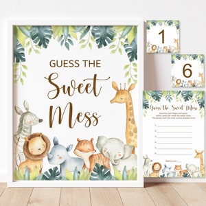 Guess The Sweet Mess Game Safari Baby Shower Jungle Baby Shower Game Dirty Diaper Game Candy Bar Game Printable NOT Editable 0129