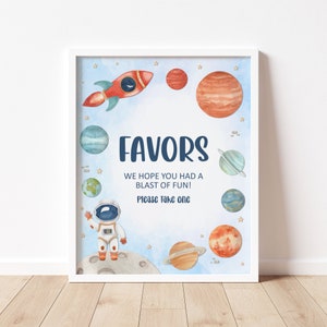Letrero de recuerdo para baby shower, temática espacial, cumpleaños, galaxia, cumpleaños, astronauta, decoración imprimible, tamaño A13, C13