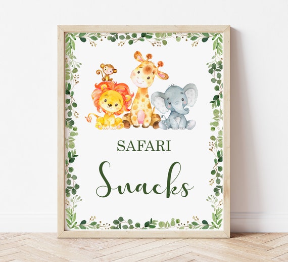 Safari Snacks Sign Safari Birthday Safari Baby Shower Zoo Jungle ...