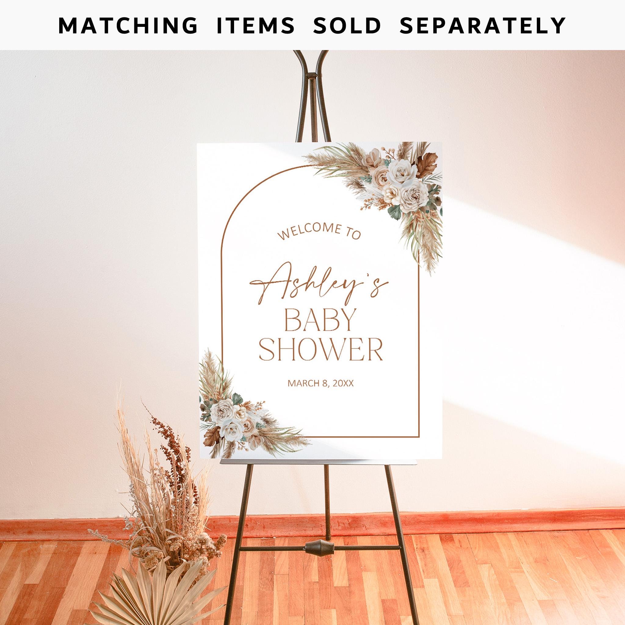 Editable Boho Floral Custom Sign Template, Pampas Grass Bohemian Table ...