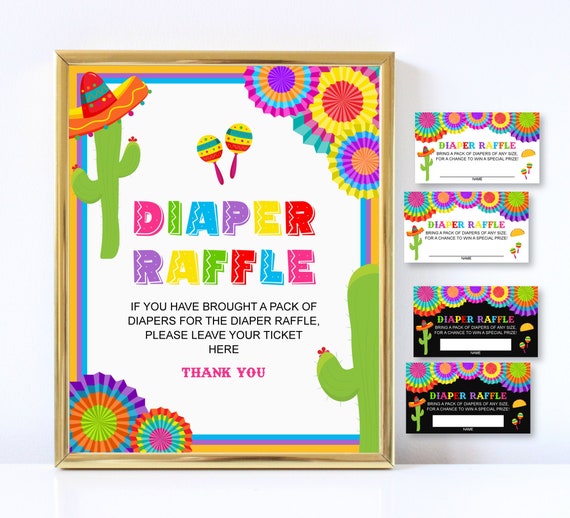 Fiesta Diaper Raffle Baby Shower Game Printable Diaper Raffle Tickets ...