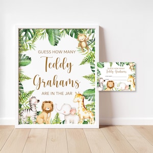 Guess How Many Grahams Game Jungle Safari Baby Shower Game Printable NOT Editable 0127