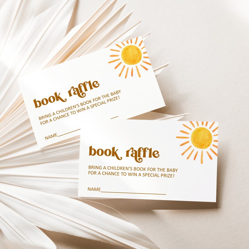 Book Raffle Table Sign Sun Baby Shower Book Raffle Tickets & Sign Here Comes the Son Boho You ...
