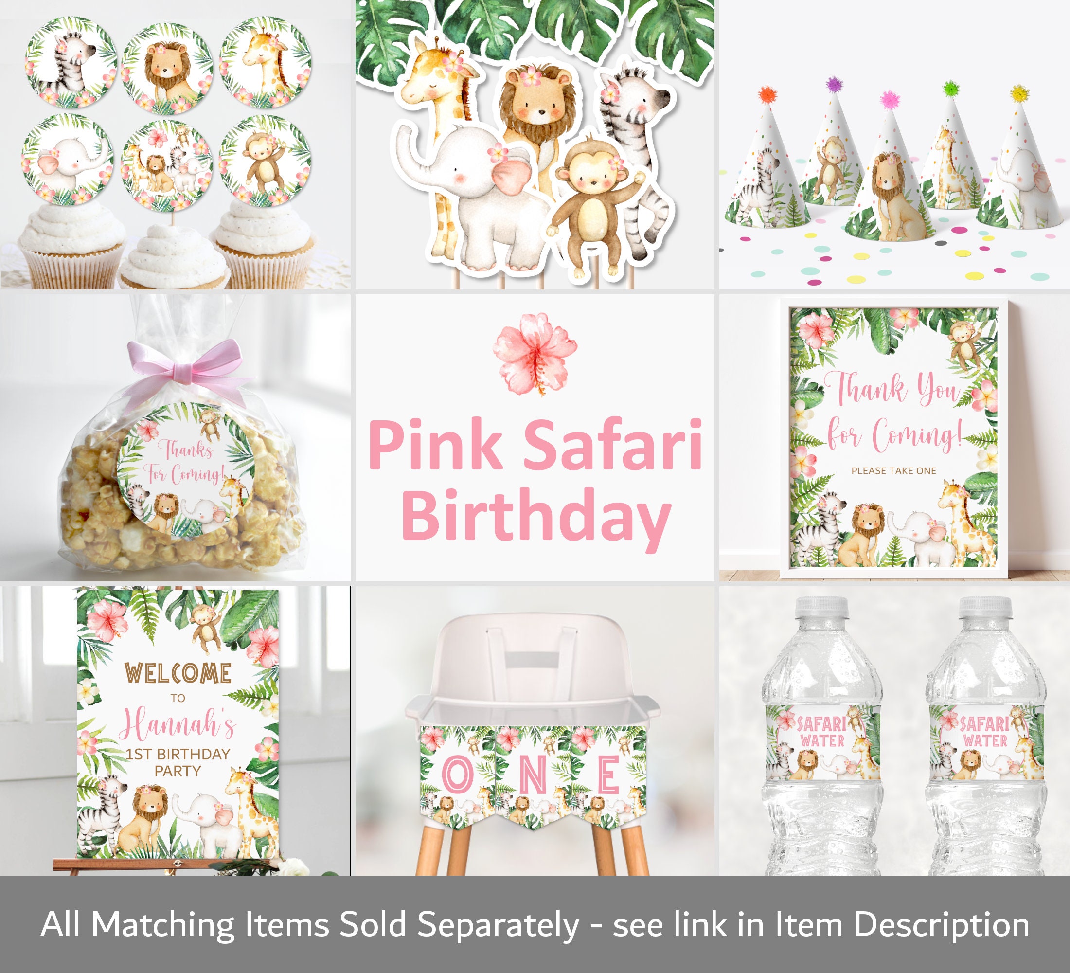 Sweet Girl Pink Safari Baby Shower Signs – Simple Desert Designs