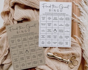 Find The Guest Bingo Game Minimalist Bridal Shower Game Rustic Wedding Shower Game Icebreaker Game Printable NOT Editable B3