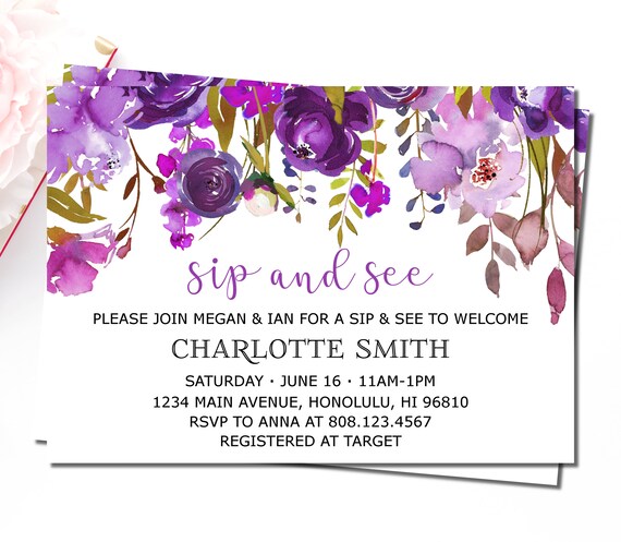 sip and see invitation girl meet and greet baby invitations etsy