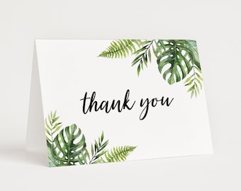 Tropical Theme Thank You Card Hawaiian Luau Thank You Note Card Printable File A85 B82 C85 W13