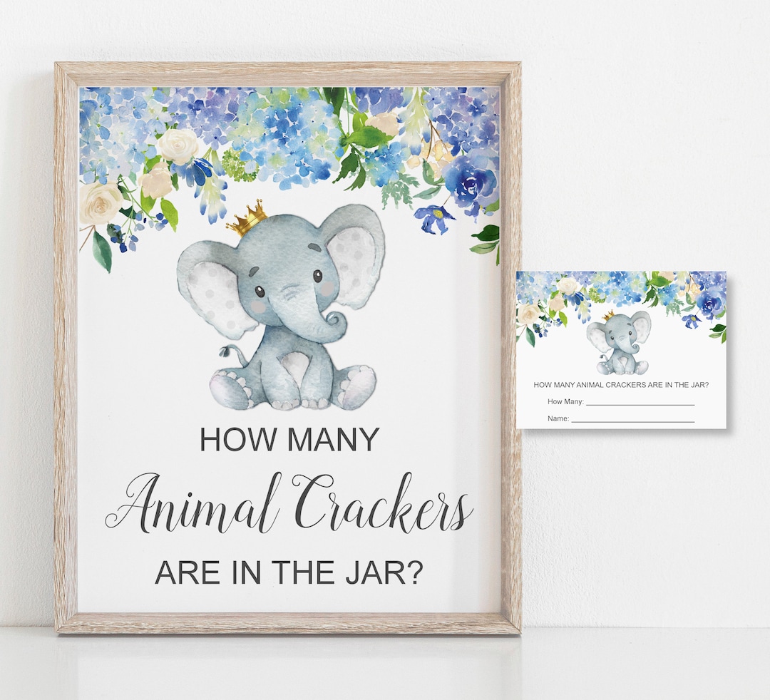 Guess How Many Animal Crackers Game Boy Elephant Baby Shower Game