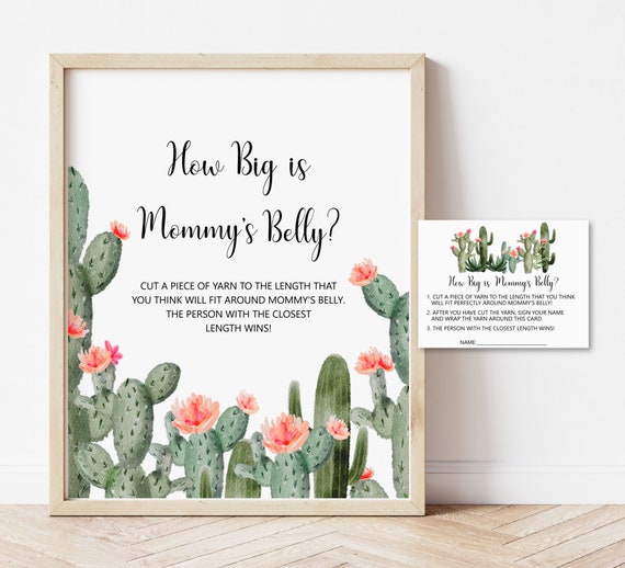 Guess How Big Is Mommy's Belly Game Cactus Fiesta Baby Shower Game Boho Fiesta Mexican Measure Belly Game Printable NOT Editable C92 Il_570xn