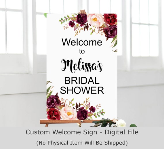 Burgundy Floral Welcome Baby Shower Sign Template Marsala Baby Welcome Sign Burgundy Bohemian Shower Welcome Sign Large Signage 034