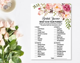 What's in Your Purse Bridal Shower Games Printable - Etsy