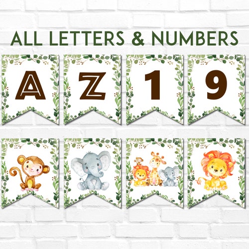 printable jungle banner safari banner party animals baby etsy