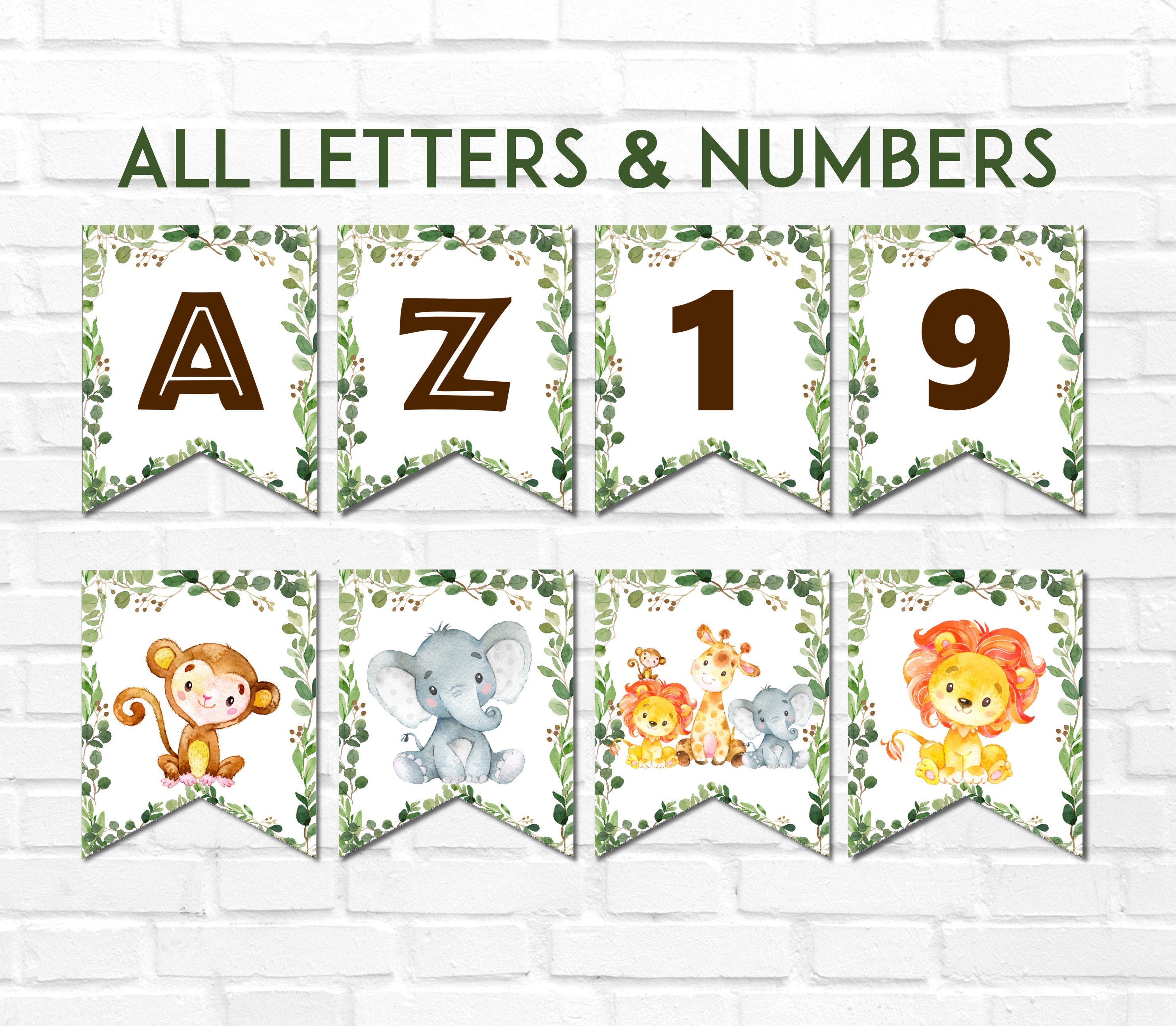 printable jungle banner safari banner party animals baby etsy