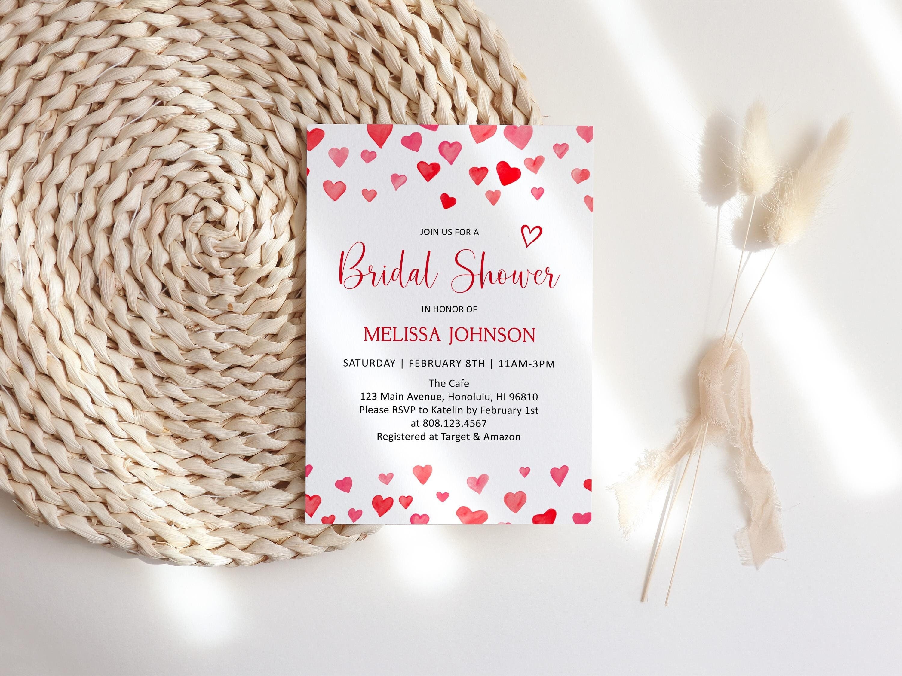 Editable Valentine's Day Bridal Shower Invitation Template Valentine Bridal Party Invite Printable Corjl 0141