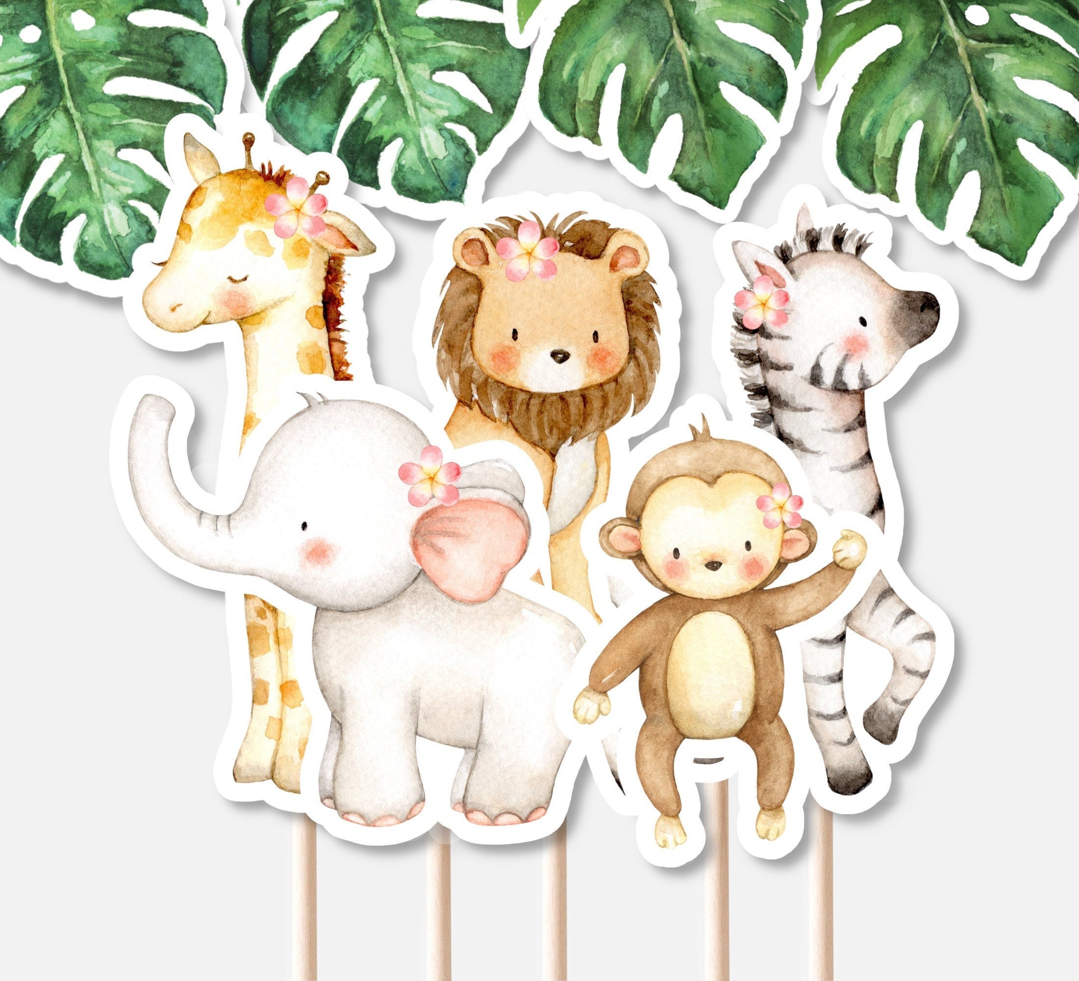 PRINTABLE Safari Animals Centerpieces Pink Safari Birthday - Etsy Australia