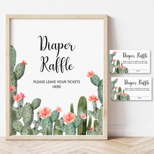 Diaper Raffle Cards & Sign – Cactus Fiesta Mexican Baby Shower Game Printable 0149