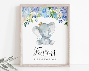 Letrero de recuerdo para baby shower de niño con elefante, decoración para baby shower de príncipe elefante, tema de cacahuete pequeño C77