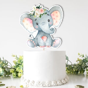 PRINTABLE Elephant Centerpieces Pink Elephant Cake Topper Elephant Cutout Girl Elephant Baby Shower Decorations NOT Editable 0121 image 5