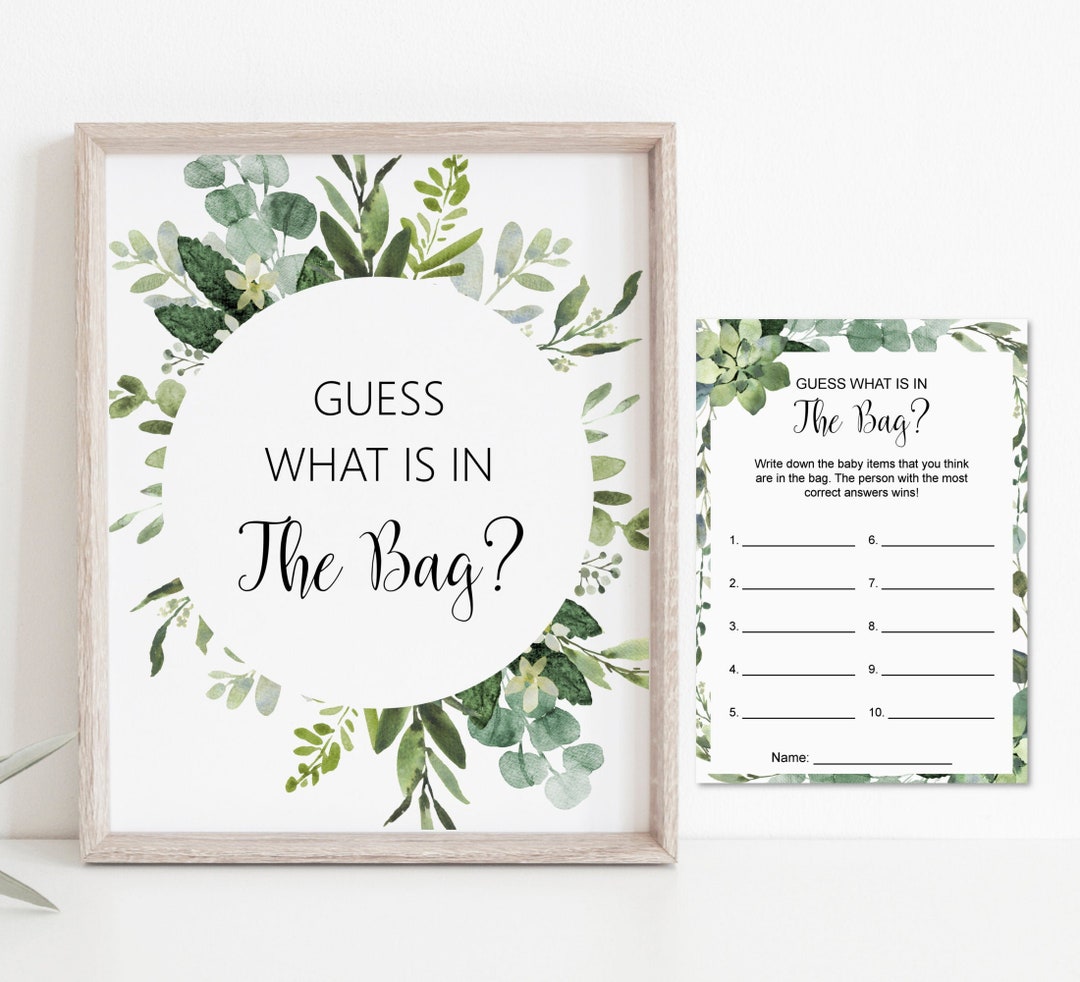 Guess Whats in the Bag Game Succulent Greenery Baby Shower Etsy