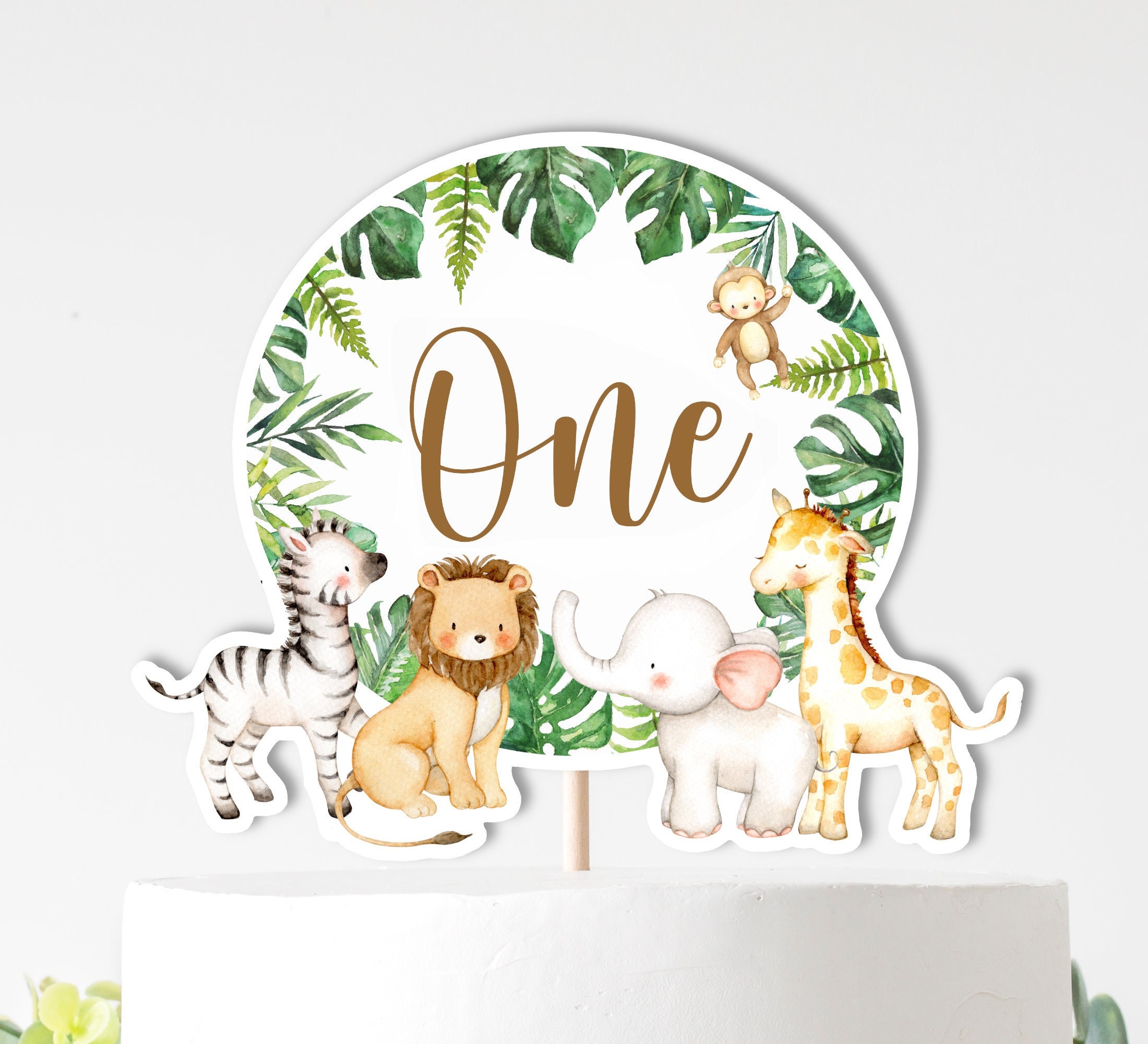 safari animals cake topper printable