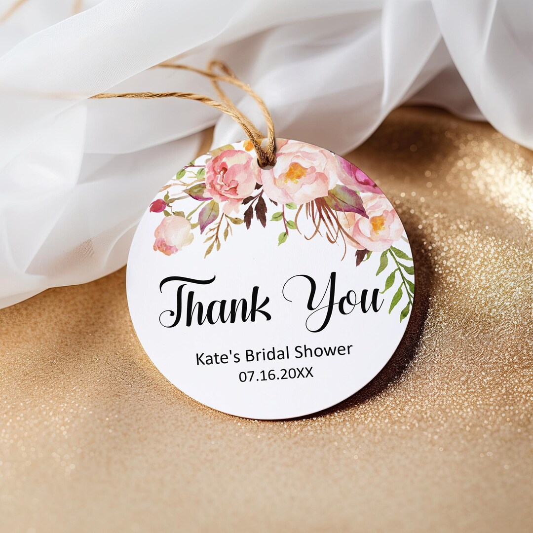 CUSTOM Floral Thank You Tags Pink Floral Bridal Shower Baby Shower ...