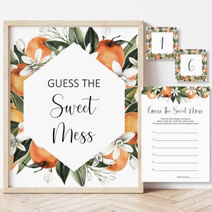 Orange Citrus Guess The Sweet Mess Game Citrus Baby Shower Little Cutie Baby Shower Game Dirty Diaper Game Printable NOT Editable 0125