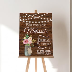 Custom Bridal Shower Welcome Sign Printable Rustic Country Western Bridal Party Decor Digital File A74