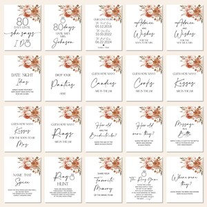 Editable Fall Bridal Shower Games Bundle Boho Bridal Shower Floral Bridal Games Pack Printable Corjl 0131 image 5