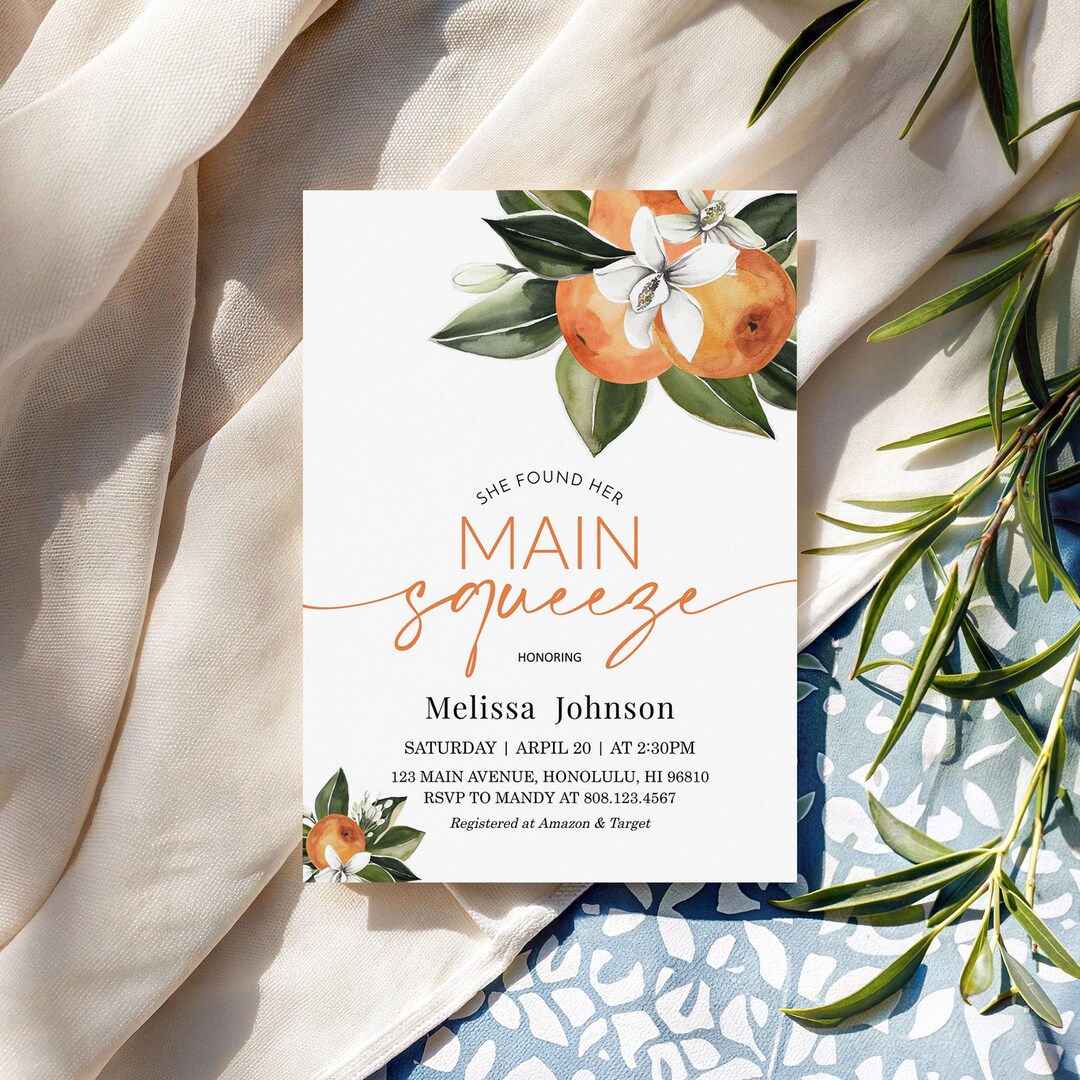 Editable Citrus Bridal Shower Invitation - She Found Her Main Squeeze ...