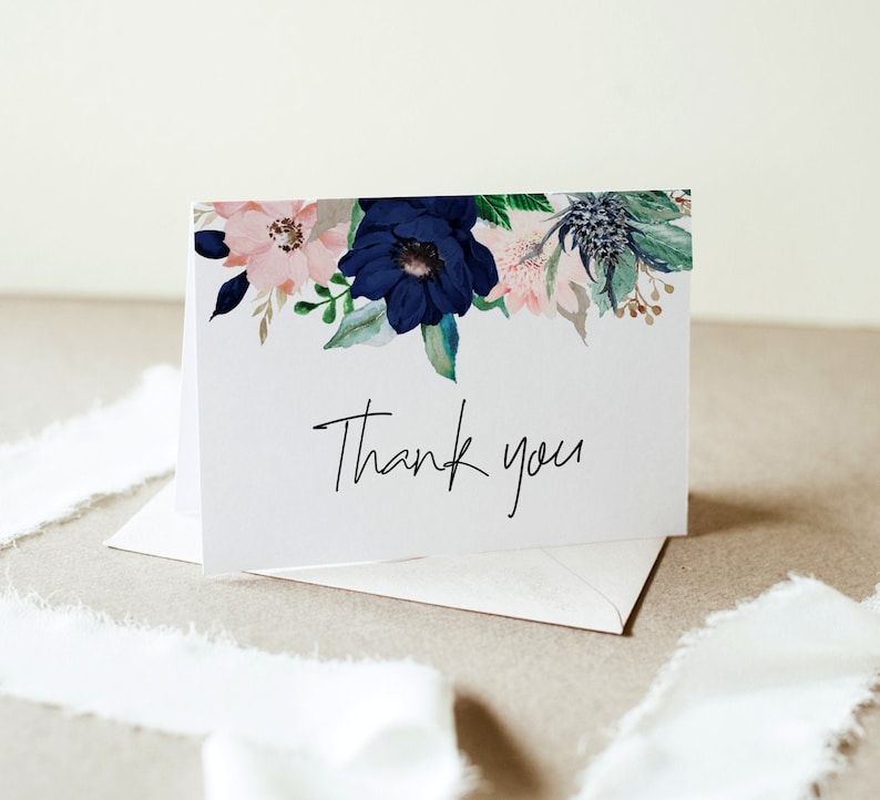 Thank You Cards Template Folded Thank You Note Cards Printable | Etsy
