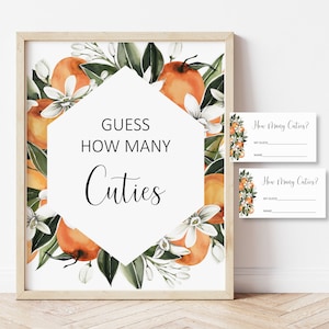 Orange Citrus Indovina quanti Cuties Gioco Citrus Baby Shower Little Cutie Baby Shower Gioco stampabile NON modificabile 0125
