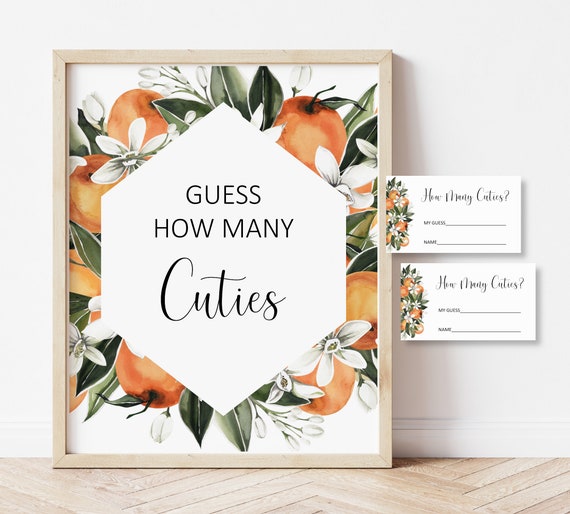 Orange Citrus Guess How Many Cuties Game Citrus Baby Shower Etsy