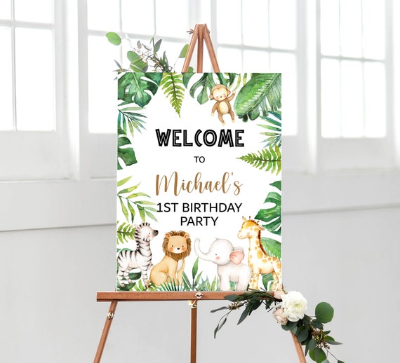 CUSTOM Safari Welcome Sign Jungle Welcome Sign Safari Animals Birthday Welcome Sign Wild One Party Decorations Printable Sign A95 C94 Il_570xn