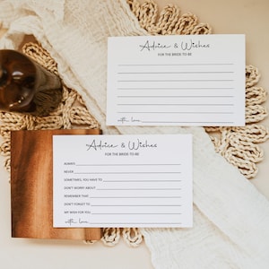 Conseils pour la future mariée cartes Conseils pour la douche nuptiale imprimable papier kraft minimaliste rustique boisé moderne noir blanc non modifiable B3
