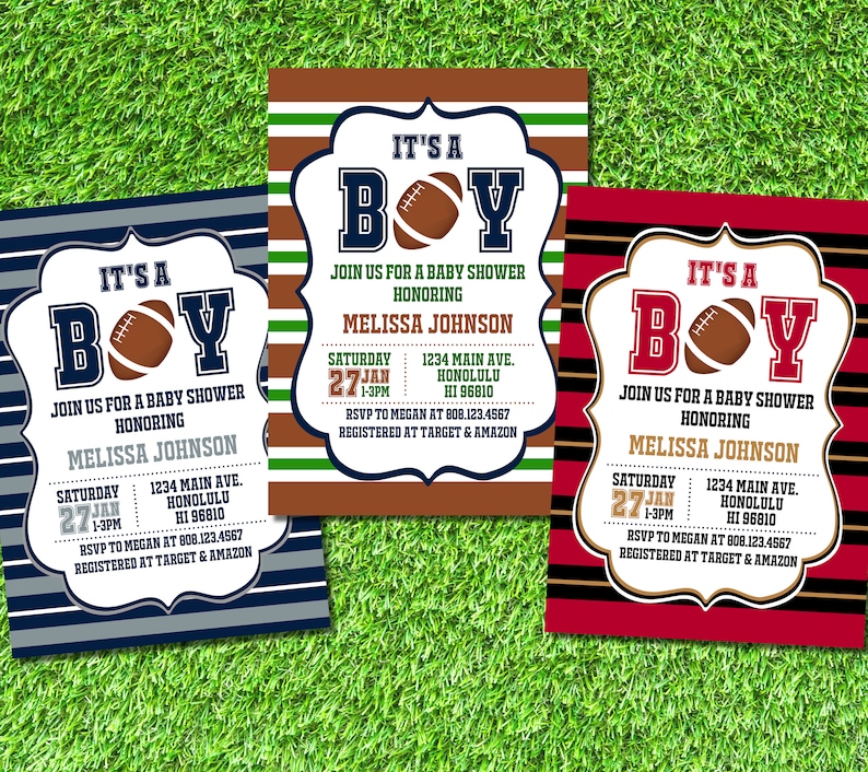 Football Baby Shower Invitation NFL Baby Shower Invitation Boy Baby Shower Invitation Baby Sprinkle Customize Printable Invitation C65 image 3