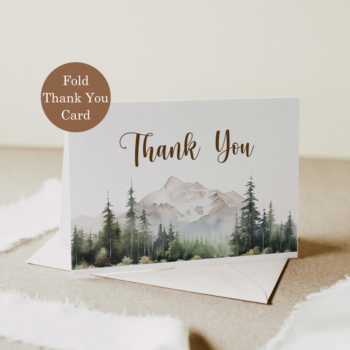 Editable Forest Mountain Thank You Card Template Adventure Baby Shower ...