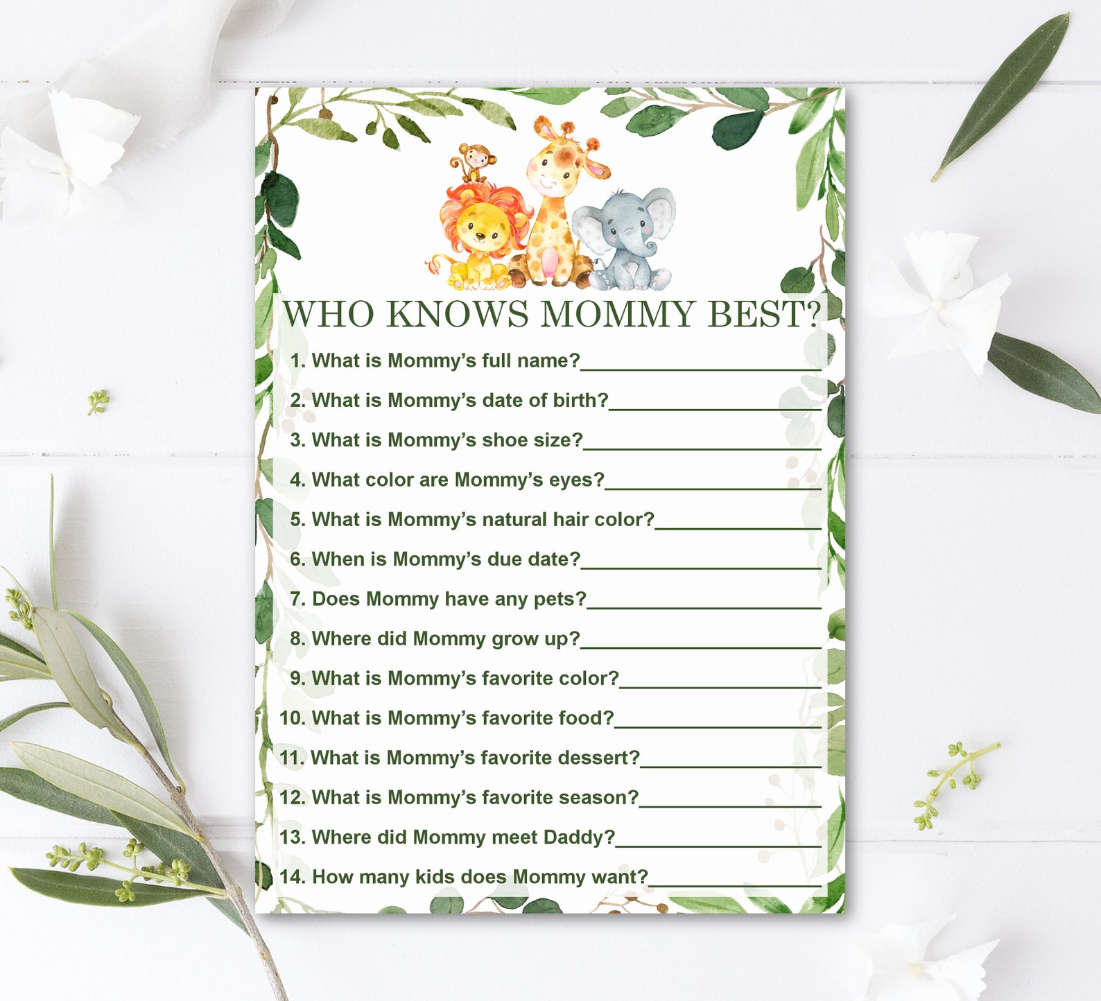 Jungle Baby Shower Games Printable Safari Animals Baby Shower - Etsy