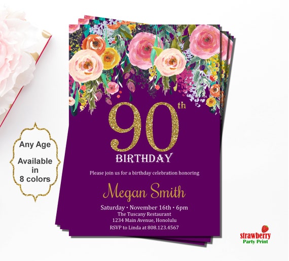90th birthday invitations 90th birthday party invitations etsy