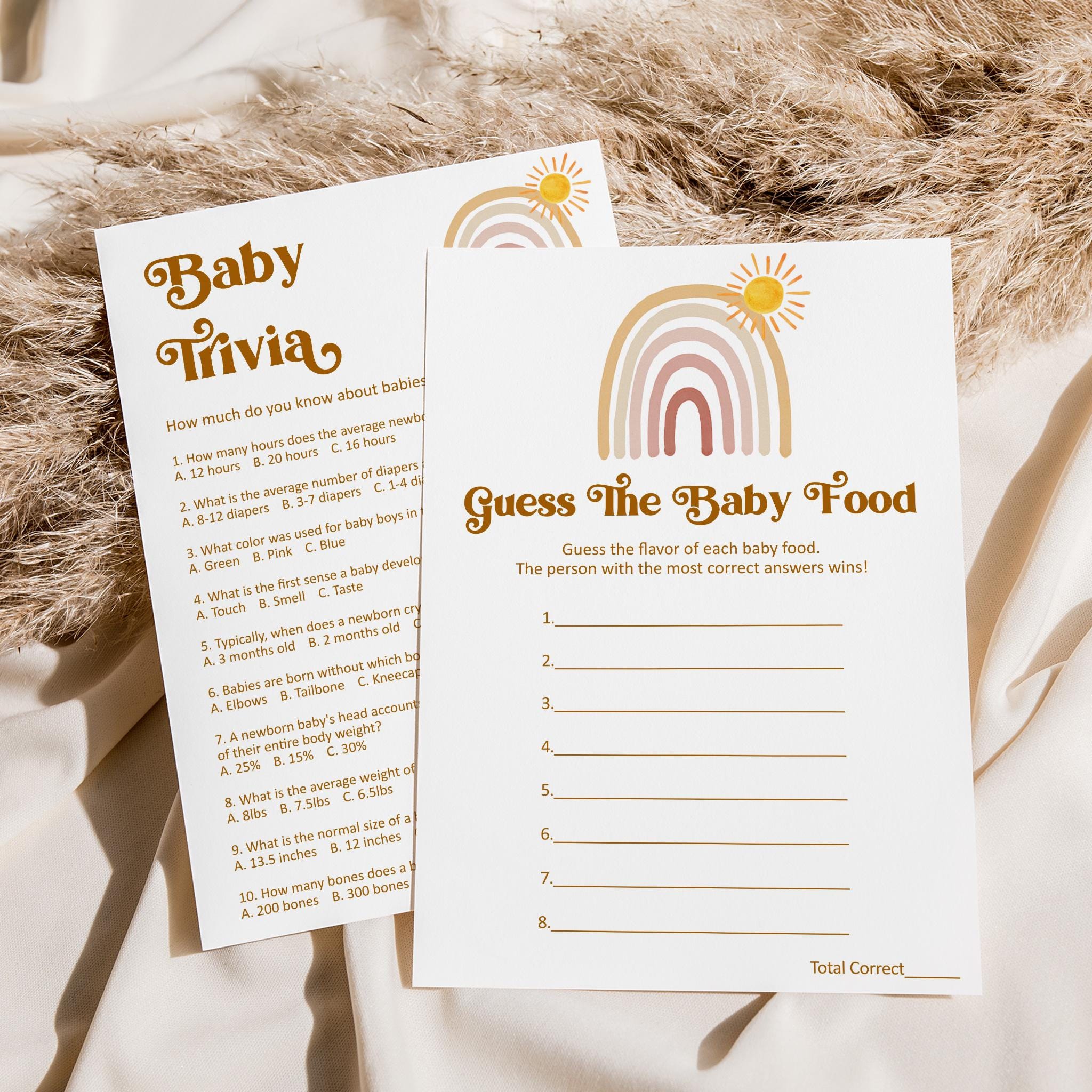 Editable Sunshine Rainbow Boho Baby Shower Games Bundle Printable ...