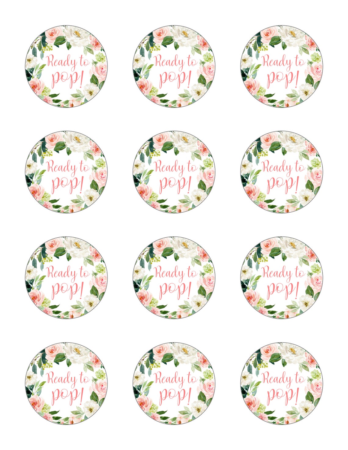 Pink Ready to Pop Stickers Printable Tags Baby Shower Favors - Etsy
