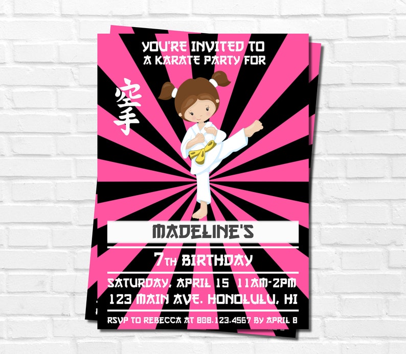 Taekwondo Birthday Invitation Girl Karate Birthday Invitation Etsy Taekwondo Birthday Invitation Girl Karate Birthday Invitation Etsy