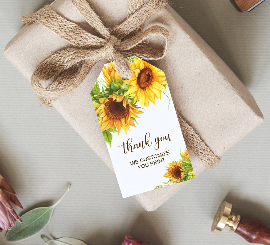Custom Sunflower Favor Tags Printable Sunflower Thank You Tags Gift ...