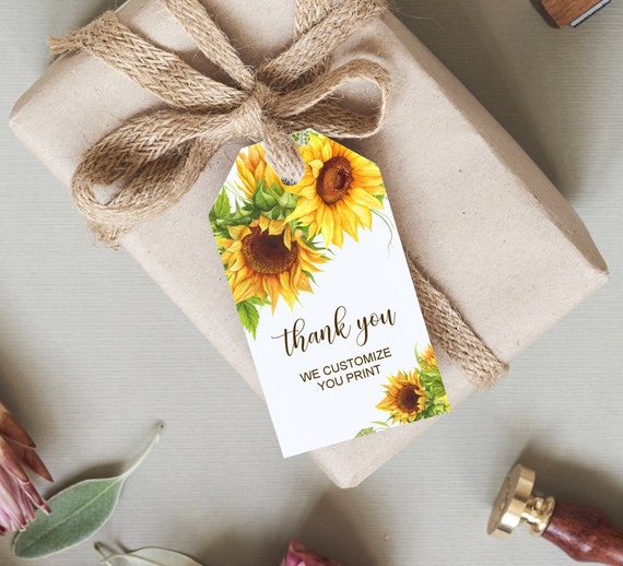 Custom Sunflower Favor Tags Printable Sunflower Thank You Tags Gift ...