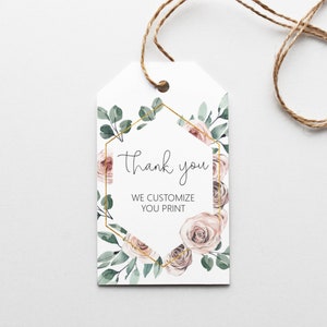 Boho Favor Tags Thank You Tags Gift Tags Dusty Rose Boho Bridal Shower Boho Baby Shower Printable Tags Custom Printable Tags B98 C96 image 2