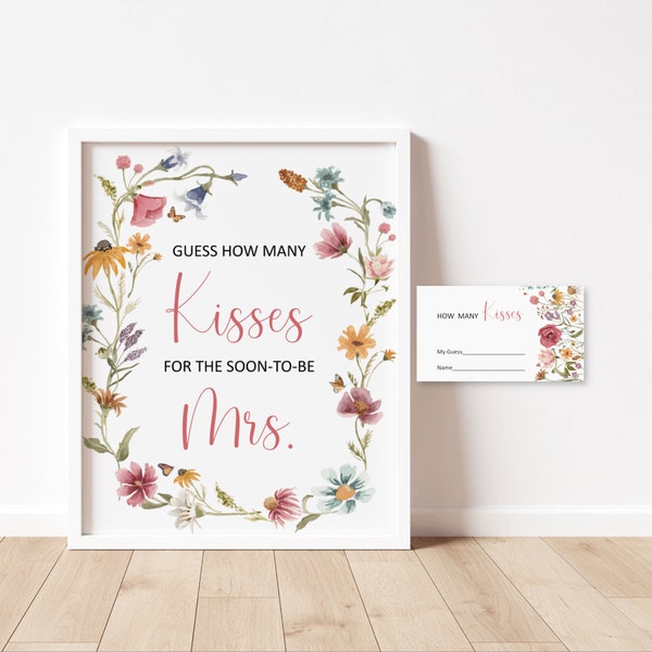 Wildflower Bridal Shower Guess How Many Kisses For The Soon To Be Mrs Game Garden Tea Party Bridal Shower Game Printable NOT Editable 0123