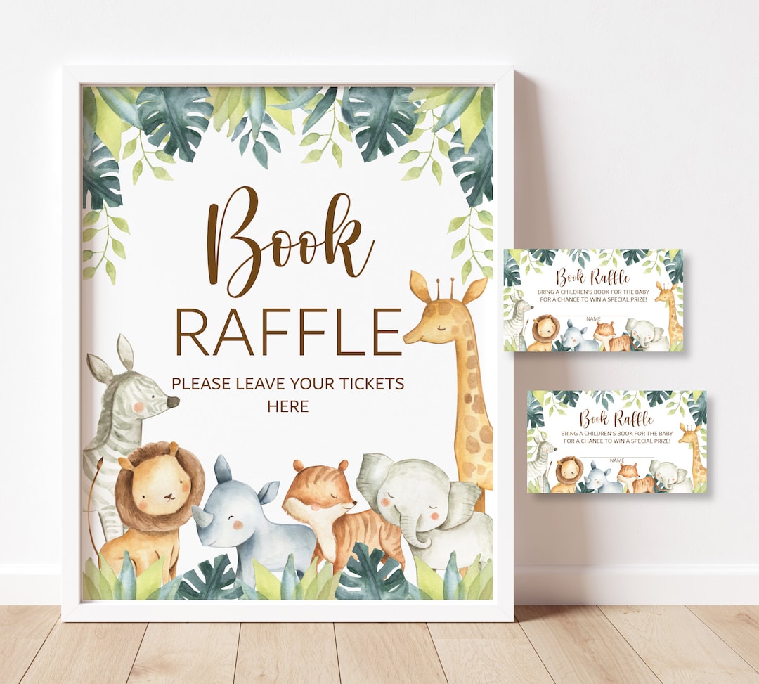 Jungle Baby Shower Book Raffle Tickets and Sign Safari Baby Etsy